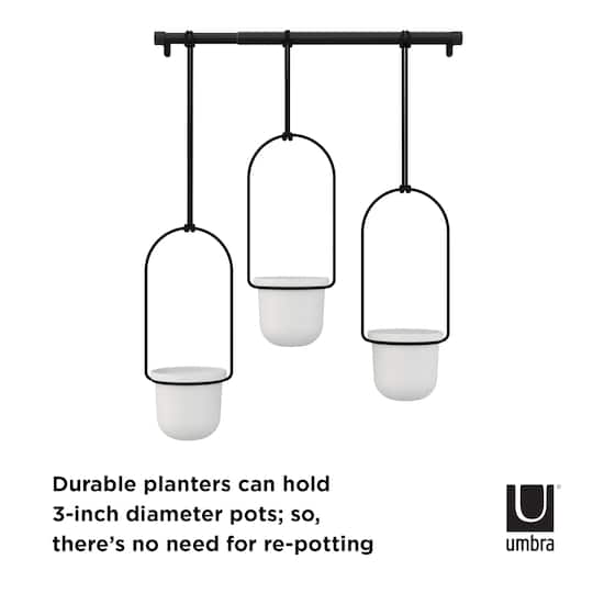 Umbra White & Black Triflora Hanging Planter Set